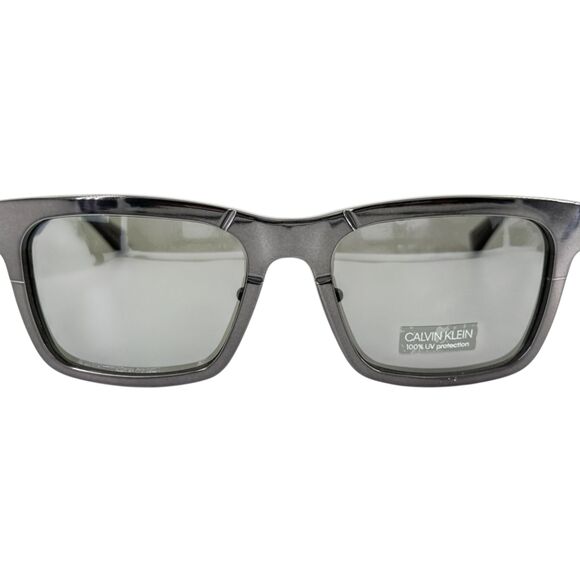 Calvin Klein CK8010S Mens Metal Sunglass 015 Shiny Gray 55-19 Gray Lenses - Picture 3 of 5